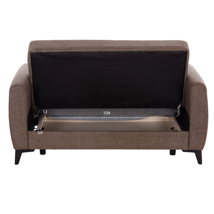 SOFA-BED 2-SEATER WITH STORAGE SPACE NIKKO HM3293.02 BROWN FABRIC 144x75x84Hcm.