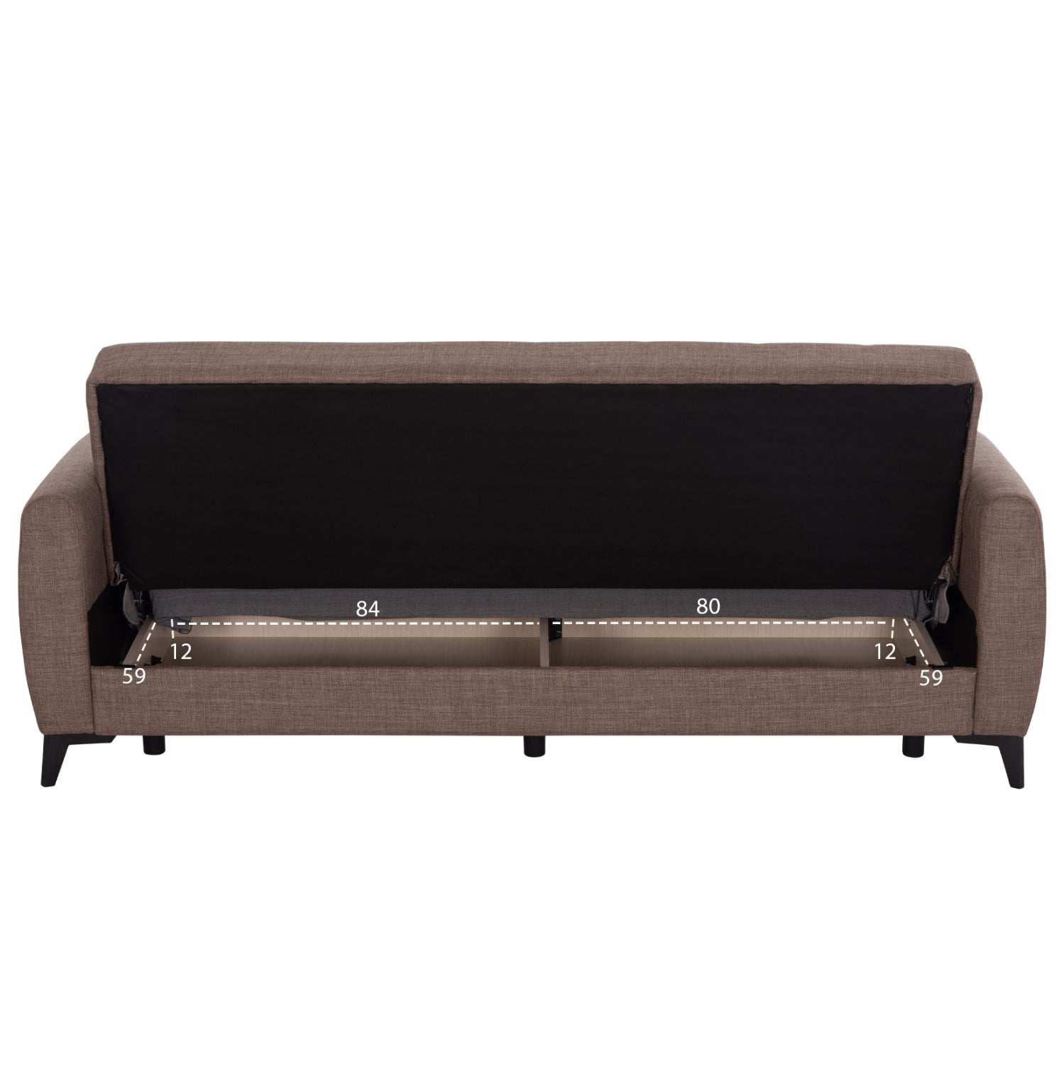 SOFA-BED 3-SEATER WITH STORAGE SPACE NIKKO HM3292.02 BROWN FABRIC 209x76x83Hcm.