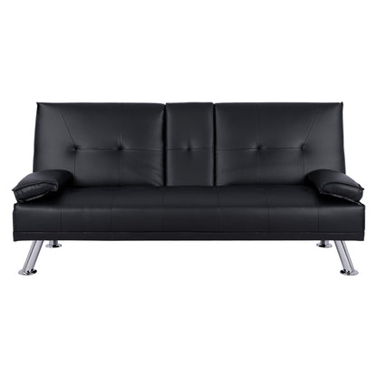 Bed Sofa from black PU 165x76,5x79cm and folding arm HM3157.01