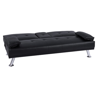 Bed Sofa from black PU 165x76,5x79cm and folding arm HM3157.01