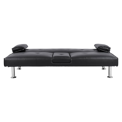 Bed Sofa from black PU 165x76,5x79cm and folding arm HM3157.01