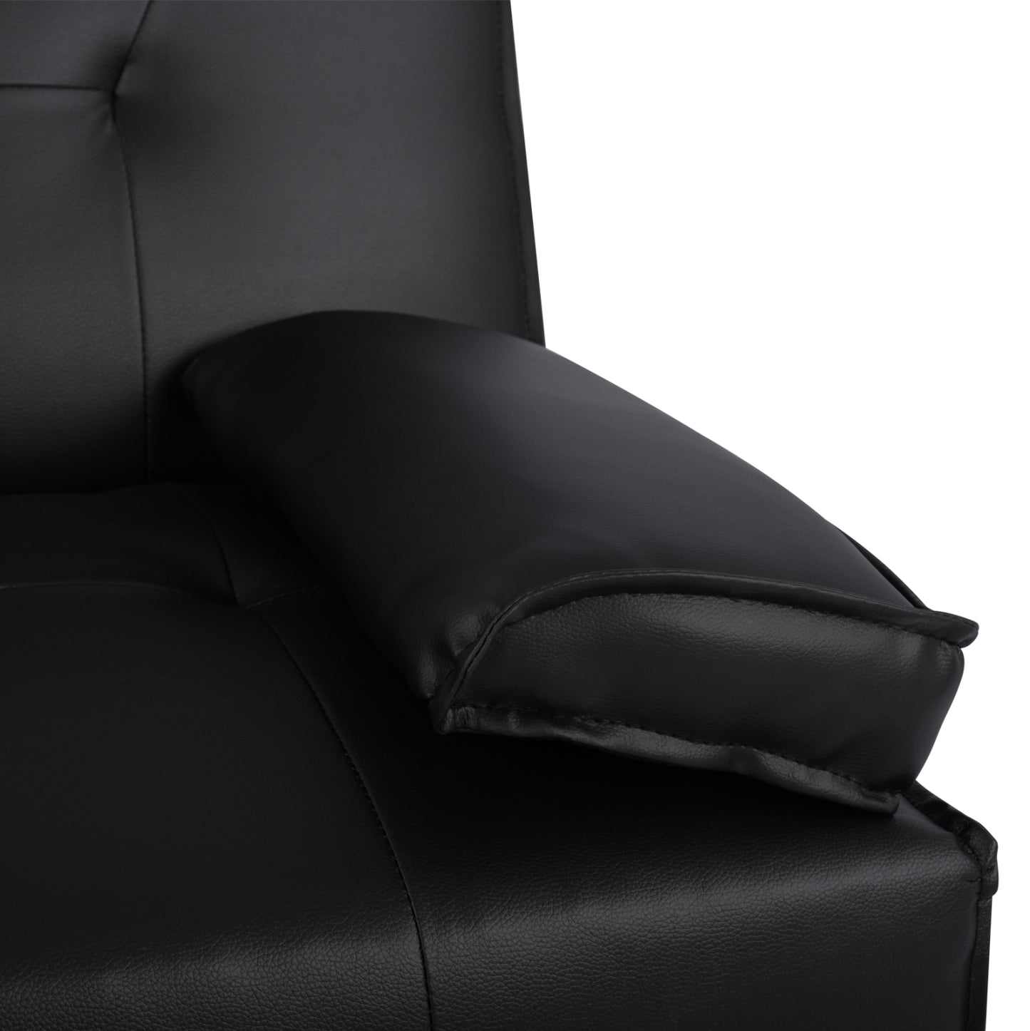 Bed Sofa from black PU 165x76,5x79cm and folding arm HM3157.01