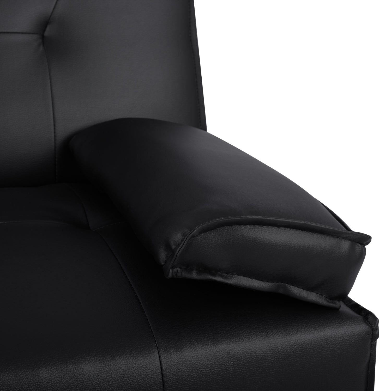 Bed Sofa from black PU 165x76,5x79cm and folding arm HM3157.01