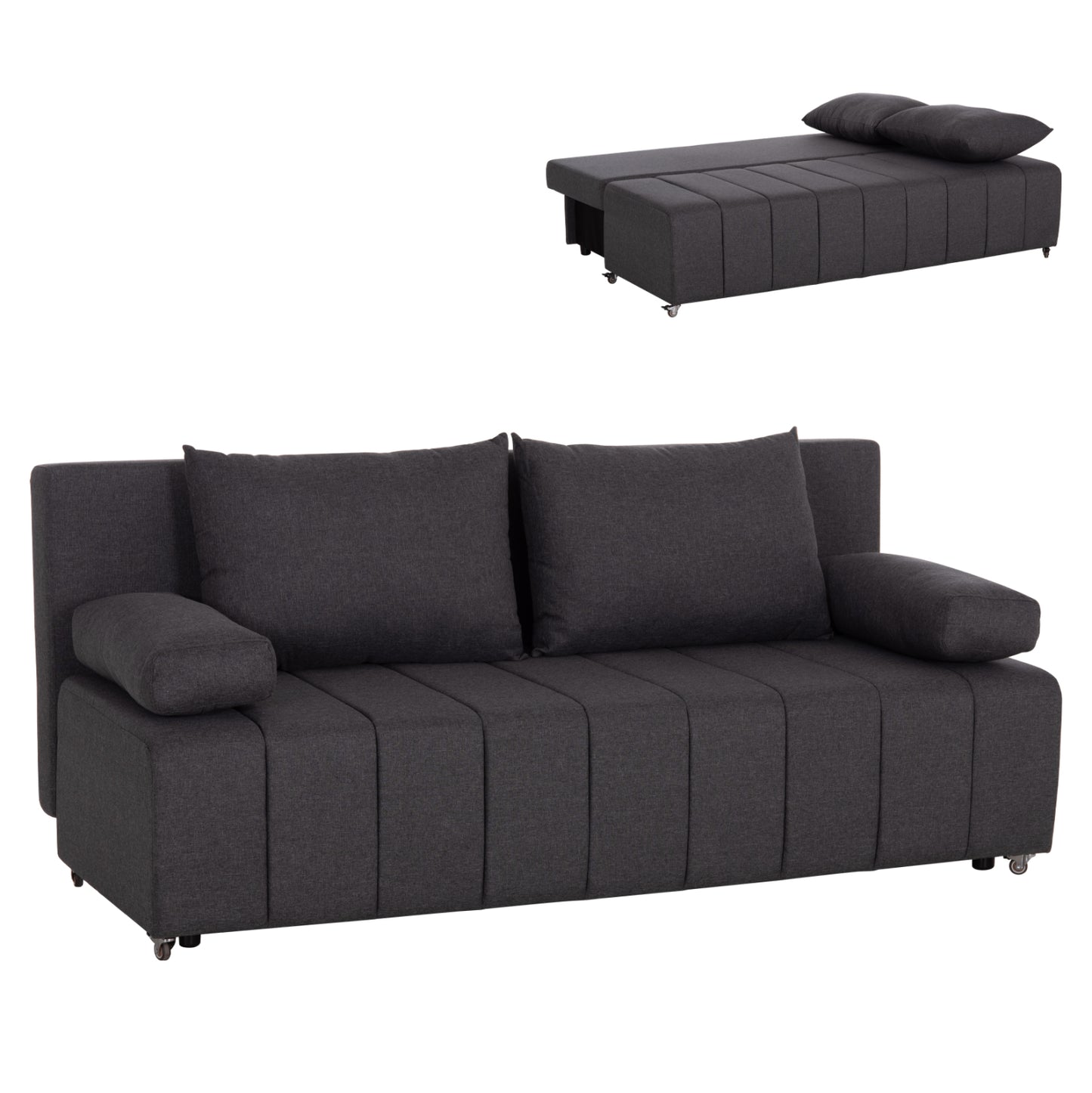 SOFA-BED 3-SEATER KEND HM3313.01 FABRIC IN GREY 188x85x82Hcm.