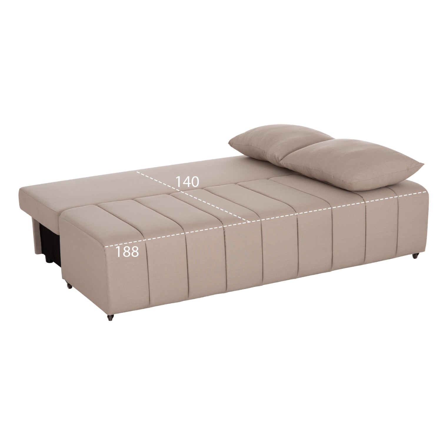 SOFA-BED 3-SEATER KEND HM3313.03 FABRIC IN LIGHT BEIGE 188x85x82Hcm.