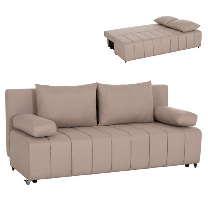 SOFA-BED 3-SEATER KEND HM3313.03 FABRIC IN LIGHT BEIGE 188x85x82Hcm.