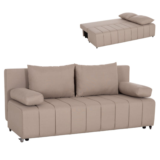 SOFA-BED 3-SEATER KEND HM3313.03 FABRIC IN LIGHT BEIGE 188x85x82Hcm.