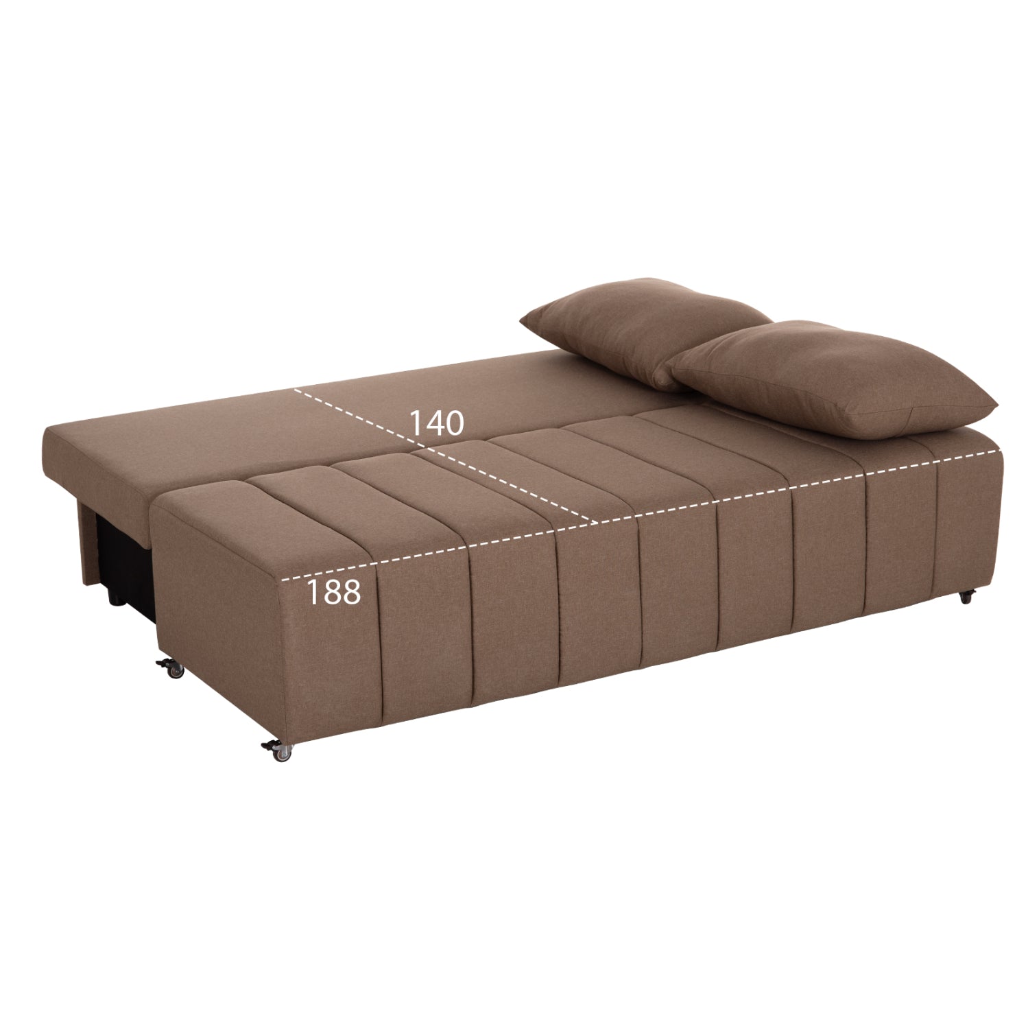 SOFA-BED 3-SEATER KEND HM3313.04 FABRIC IN LIGHT BROWN 188x85x82Hcm.