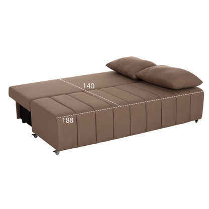 SOFA-BED 3-SEATER KEND HM3313.04 FABRIC IN LIGHT BROWN 188x85x82Hcm.