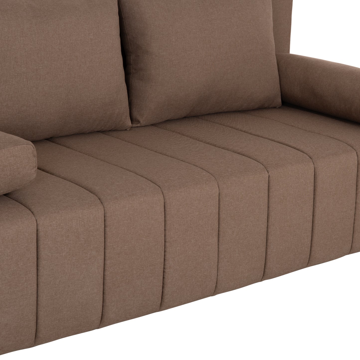 SOFA-BED 3-SEATER KEND HM3313.04 FABRIC IN LIGHT BROWN 188x85x82Hcm.