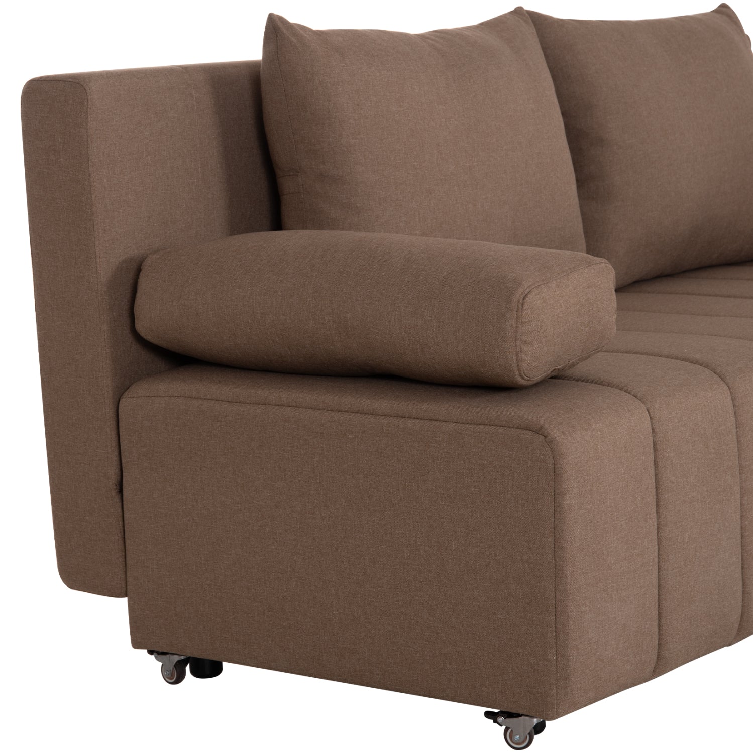 SOFA-BED 3-SEATER KEND HM3313.04 FABRIC IN LIGHT BROWN 188x85x82Hcm.