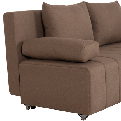SOFA-BED 3-SEATER KEND HM3313.04 FABRIC IN LIGHT BROWN 188x85x82Hcm.