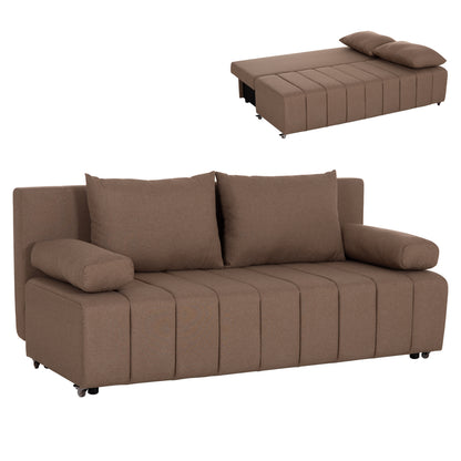 SOFA-BED 3-SEATER KEND HM3313.04 FABRIC IN LIGHT BROWN 188x85x82Hcm.