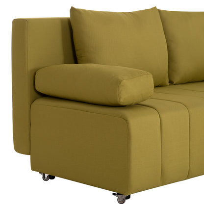 SOFA-BED 3-SEATER KEND HM3313.07 FABRIC IN LIGHT GREEN 188x85x82Hcm.