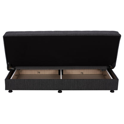 Hm3239.03 ANDRI three-seater sofa-bed, gray fabric, short legs, without arms
