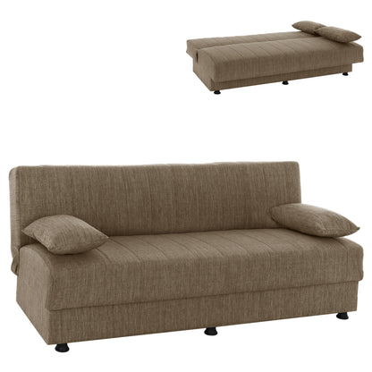 Hm3239.02 ANDRI three-seater sofa-bed, brown fabric