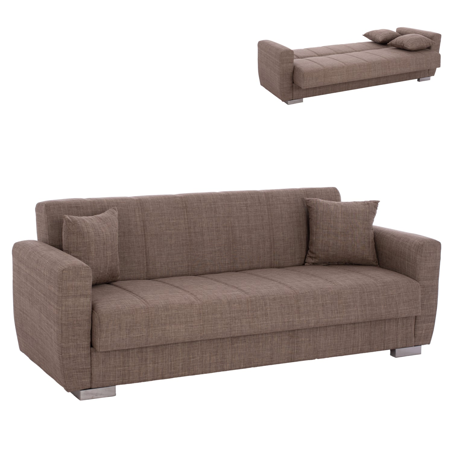 ΗΜ3240.02- 215x80x77cm, 3-seater sofabed, beige