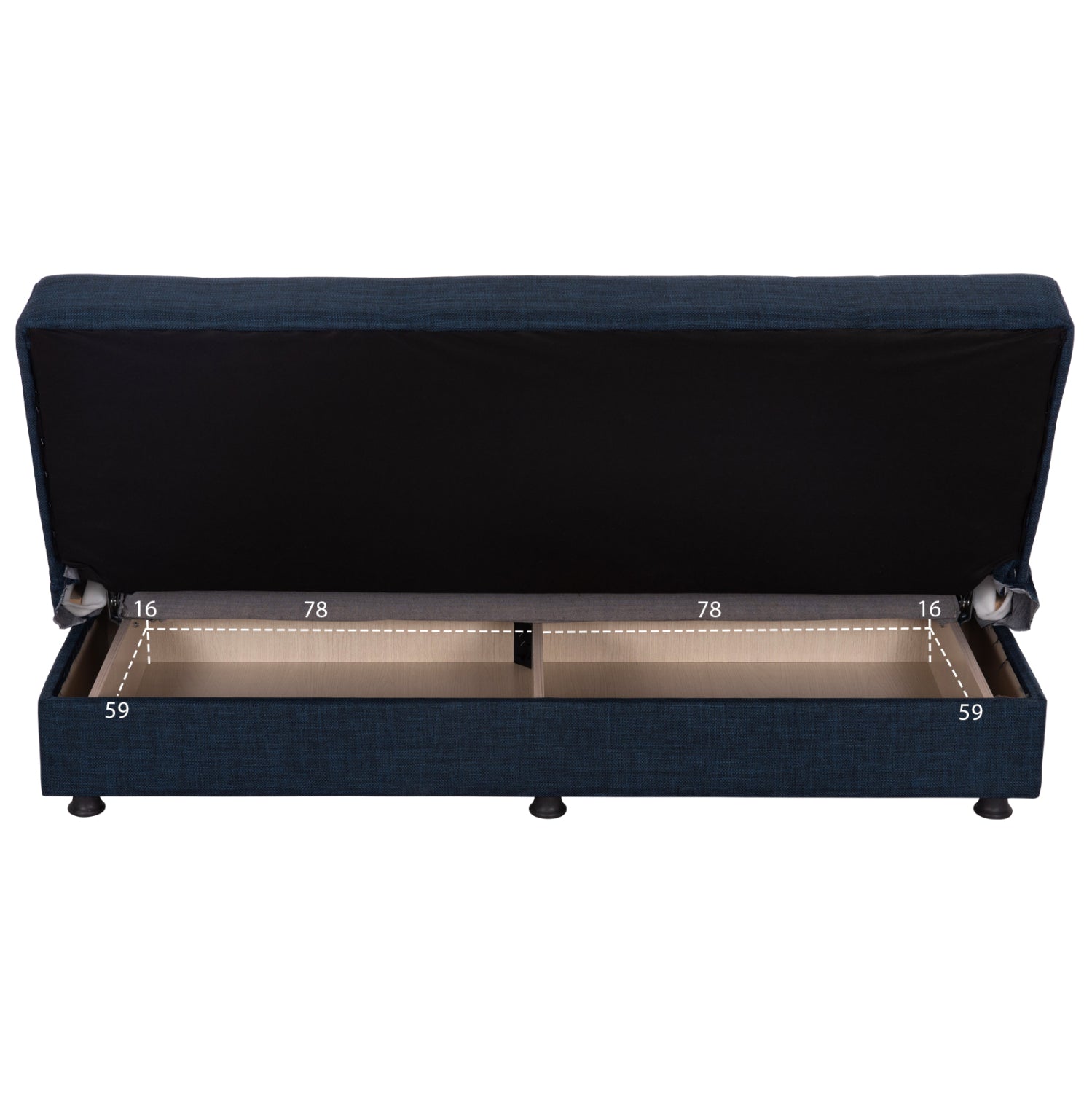ANDRI HM3239.07, SOFA-BED, 3 SEATER, BLUE FABRIC- 180x83x74Η