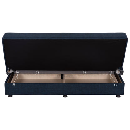 ANDRI HM3239.07, SOFA-BED, 3 SEATER, BLUE FABRIC- 180x83x74Η