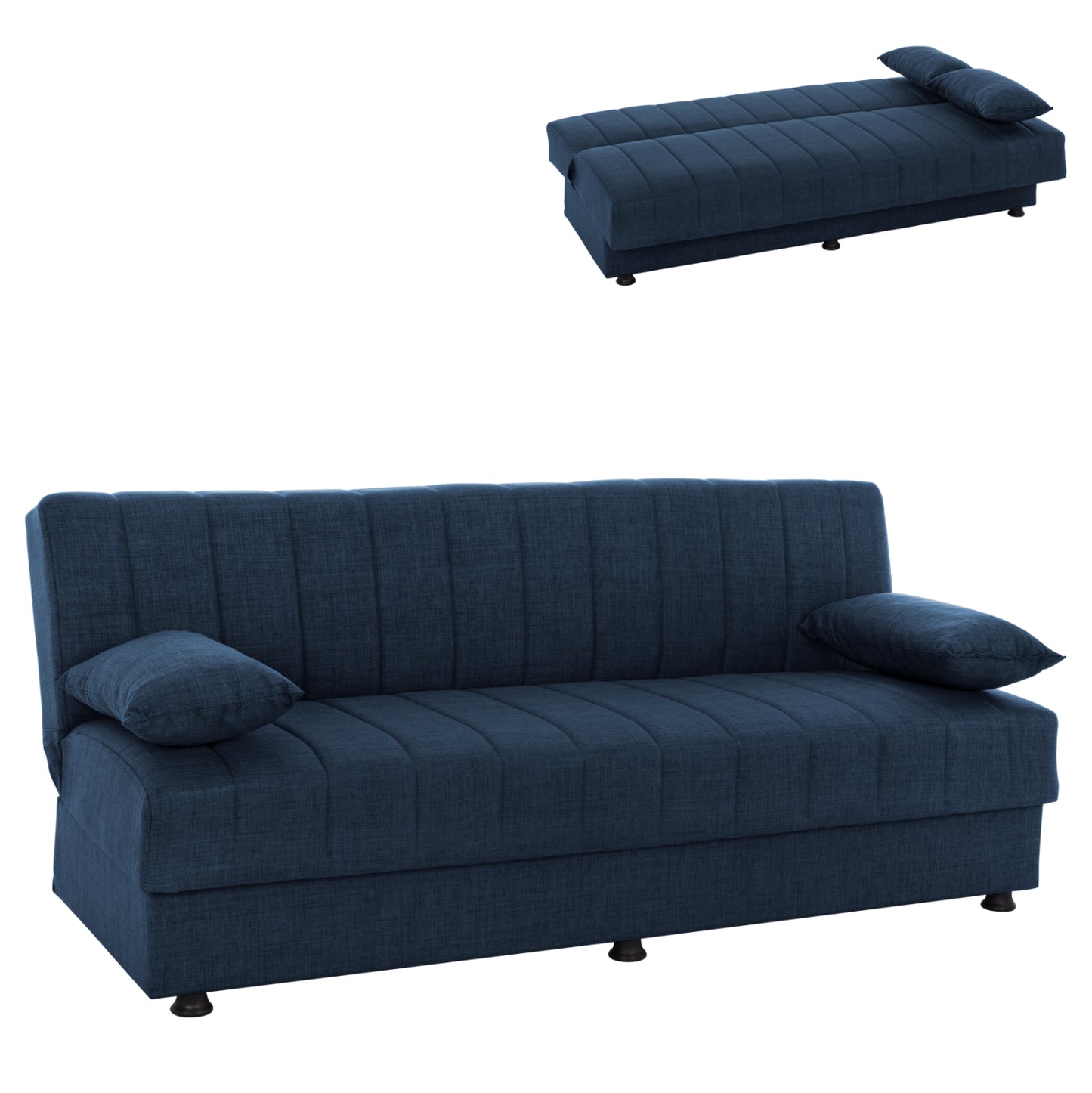 ANDRI HM3239.07, SOFA-BED, 3 SEATER, BLUE FABRIC- 180x83x74Η