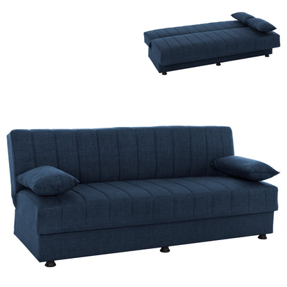 ANDRI HM3239.07, SOFA-BED, 3 SEATER, BLUE FABRIC- 180x83x74Η