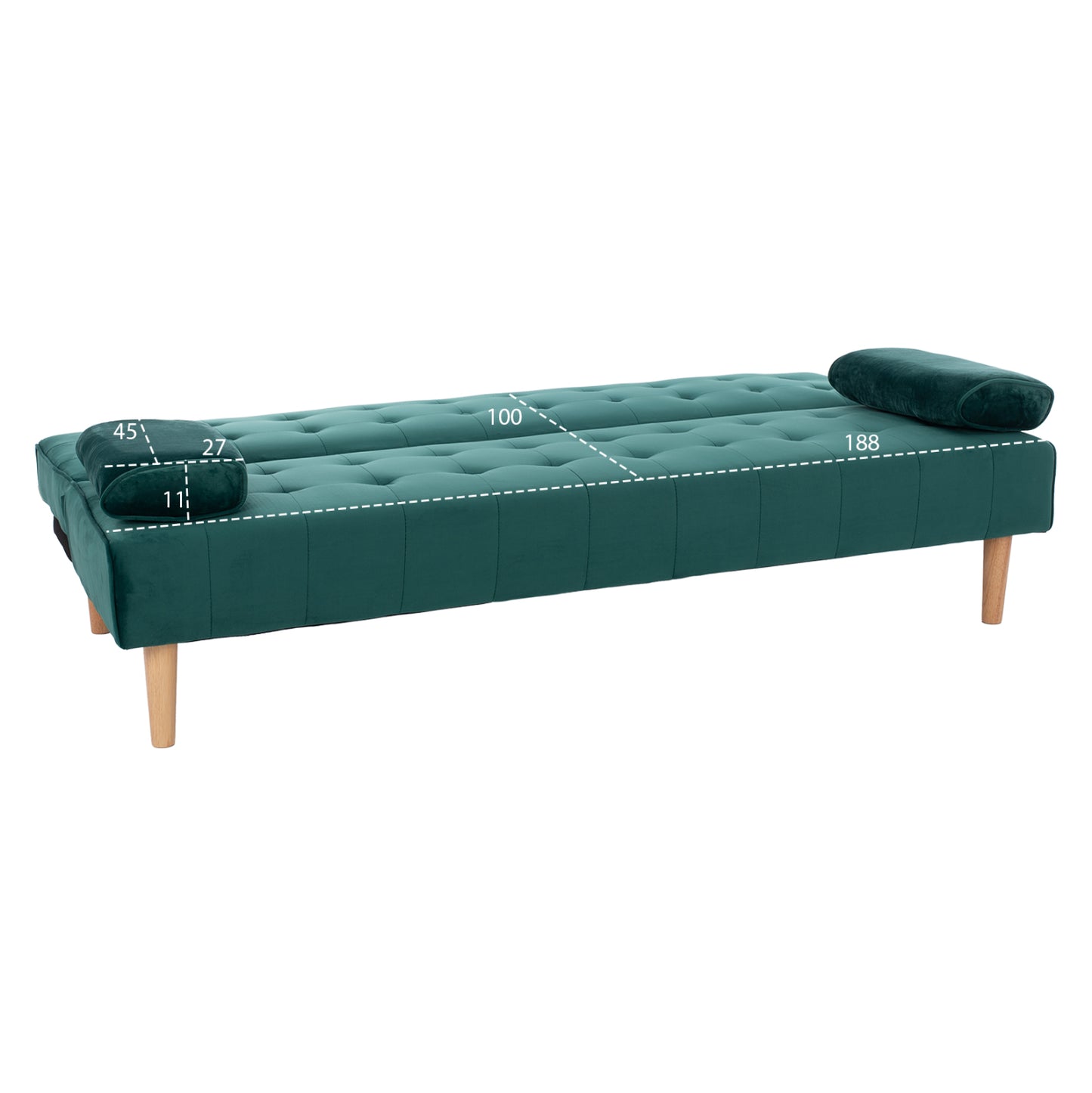 WANDA SOFA BED HM3149.13 WITH GREEN VELVET 188X83X83Y cm.
