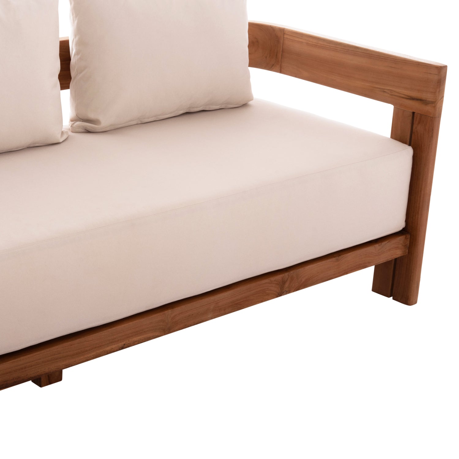 SOFA 3-SEATER SERIES KIOTO ΗΜ6382 TEAK WOOD IN NATURAL--BEIGE CUSHIONS 210x74x72Hcm.