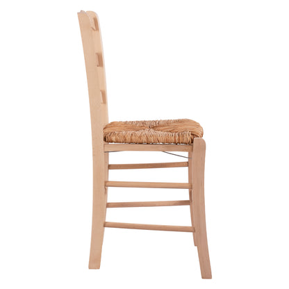 Traditional unpainted chair Paros from solid beech wood with straw HM10379.02
