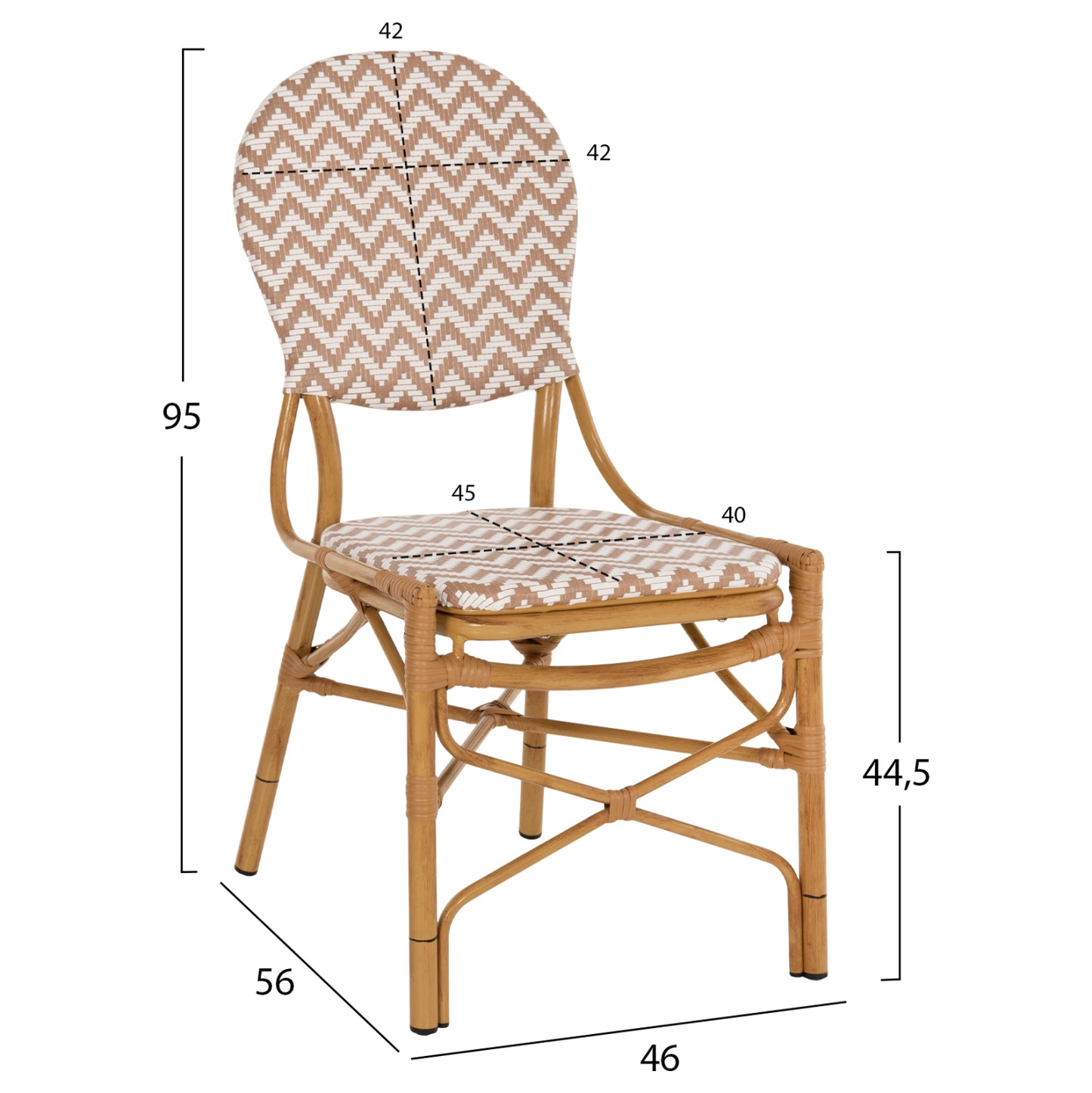 CHAIR ALUMINUM HM5927.03 BAMBOO LOOK NATURAL-WHITE 46x56x95Hcm.