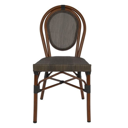 Aluminum Chair Bamboo Look Brown with Textline 40,5x56,5x89,5 cm HM5026
