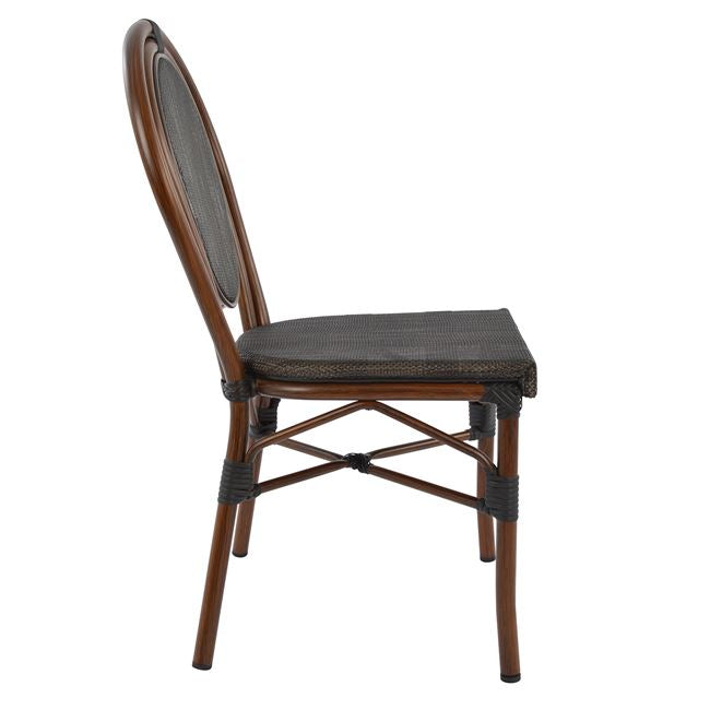 Aluminum Chair Bamboo Look Brown with Textline 40,5x56,5x89,5 cm HM5026