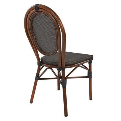 Aluminum Chair Bamboo Look Brown with Textline 40,5x56,5x89,5 cm HM5026