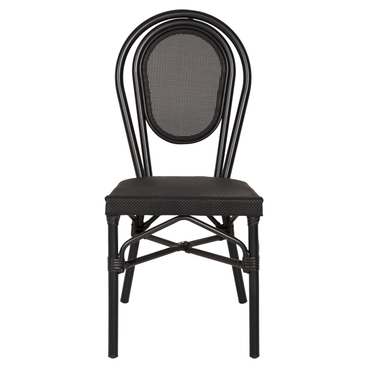 Aluminum Chair Bamboo Look Black with Textline 45x57x88cm HM5052