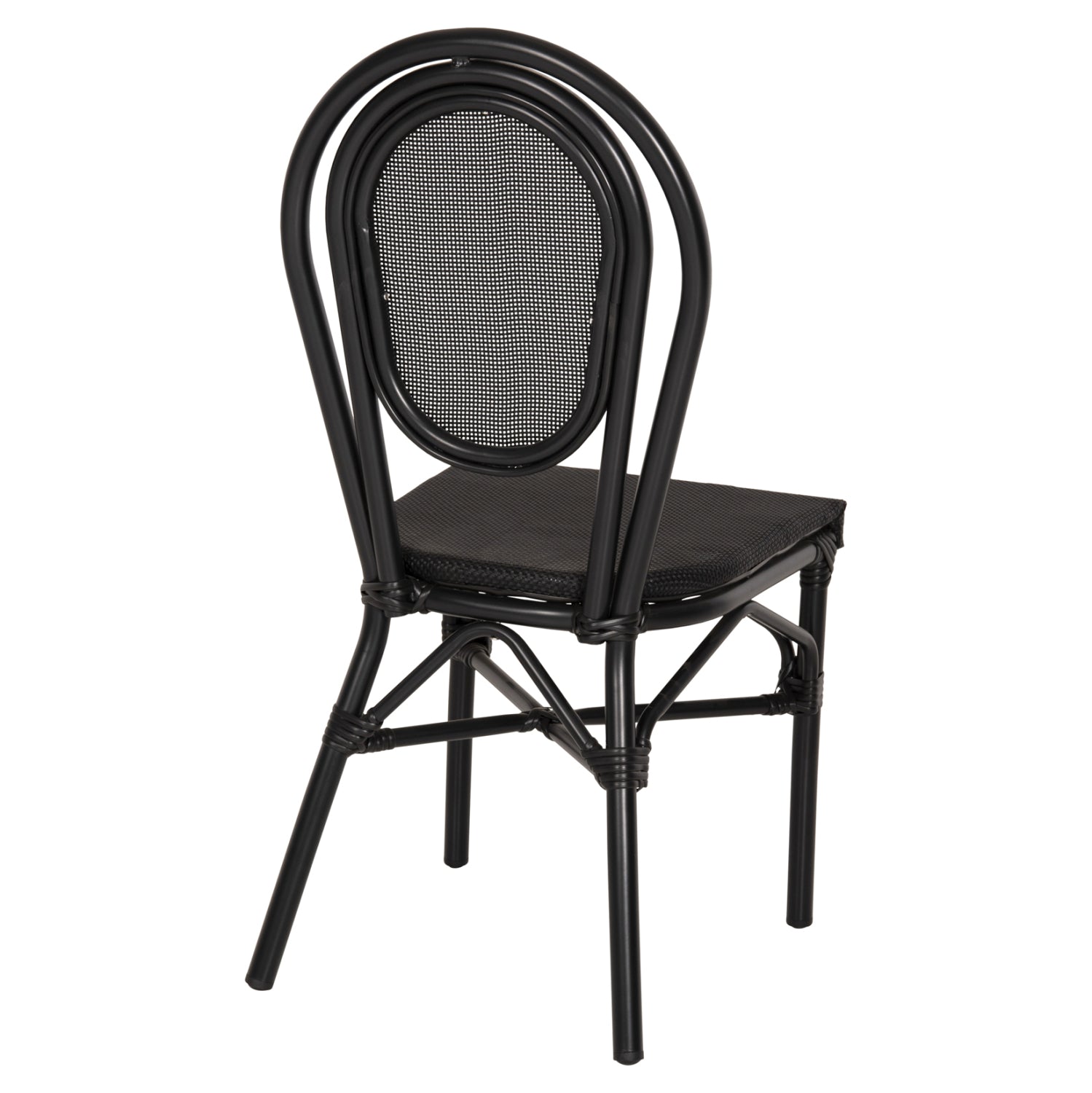Aluminum Chair Bamboo Look Black with Textline 45x57x88cm HM5052