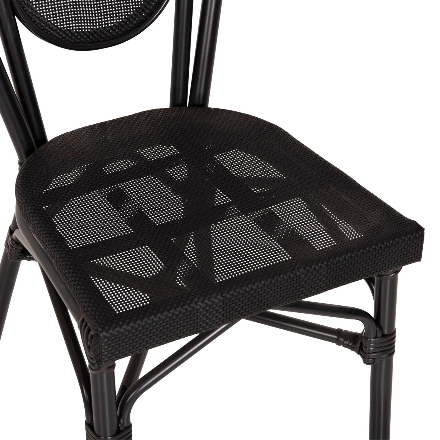 Aluminum Chair Bamboo Look Black with Textline 45x57x88cm HM5052