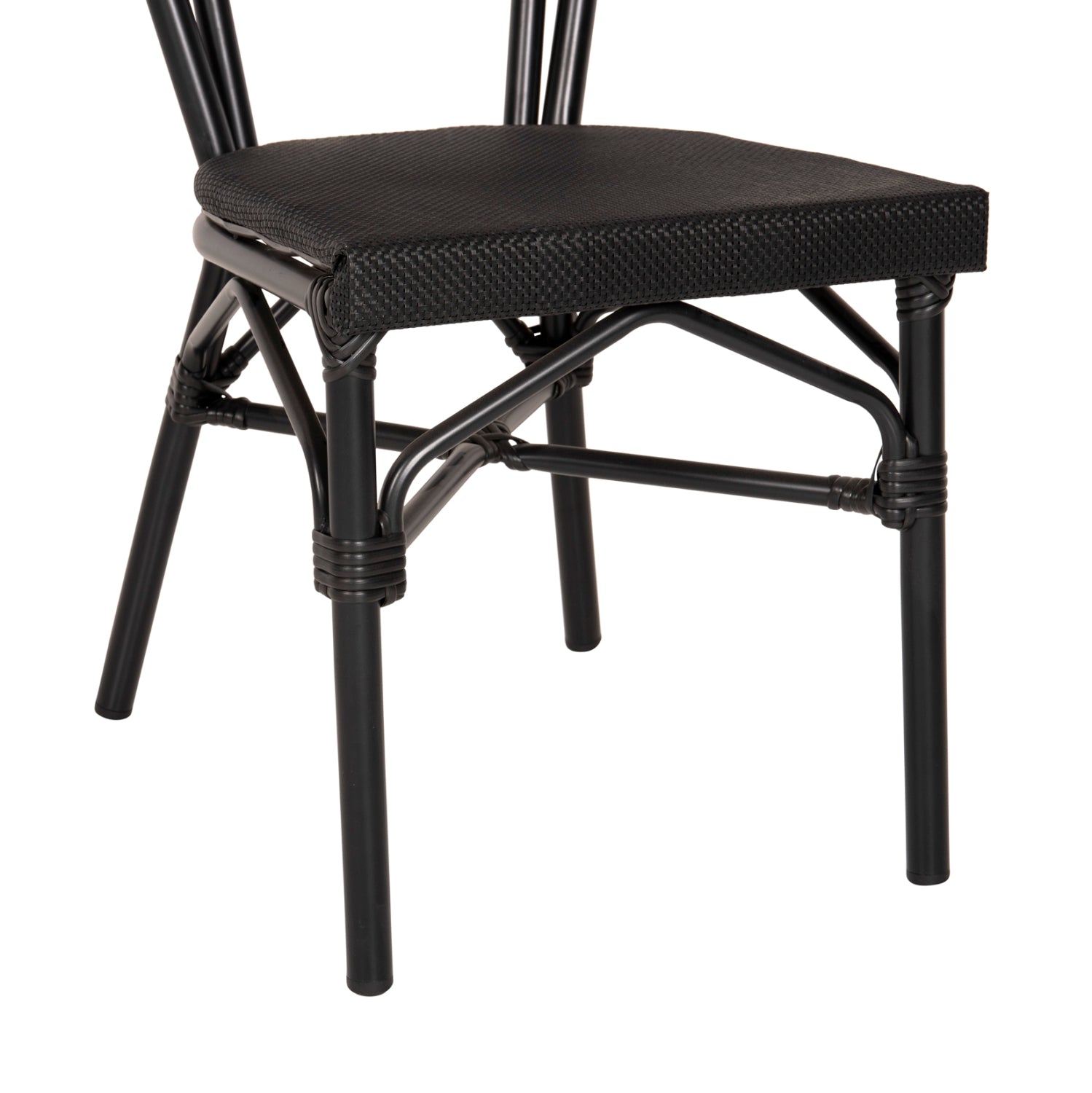 Aluminum Chair Bamboo Look Black with Textline 45x57x88cm HM5052