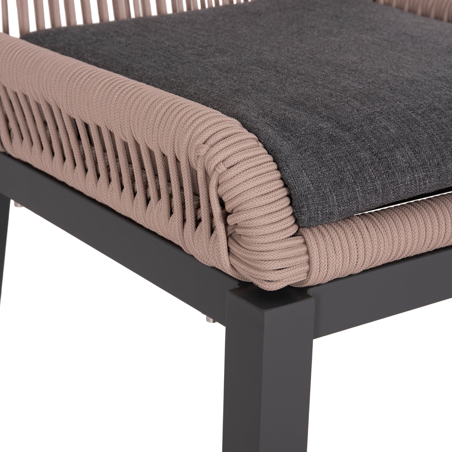ALUMINUM DINING CHAIR HOWARD HM5547.12 DARK GREY FRAME--ROPE BEIGE & CUSHION IN DARK GREY 55.5x60x84.5Hcm.