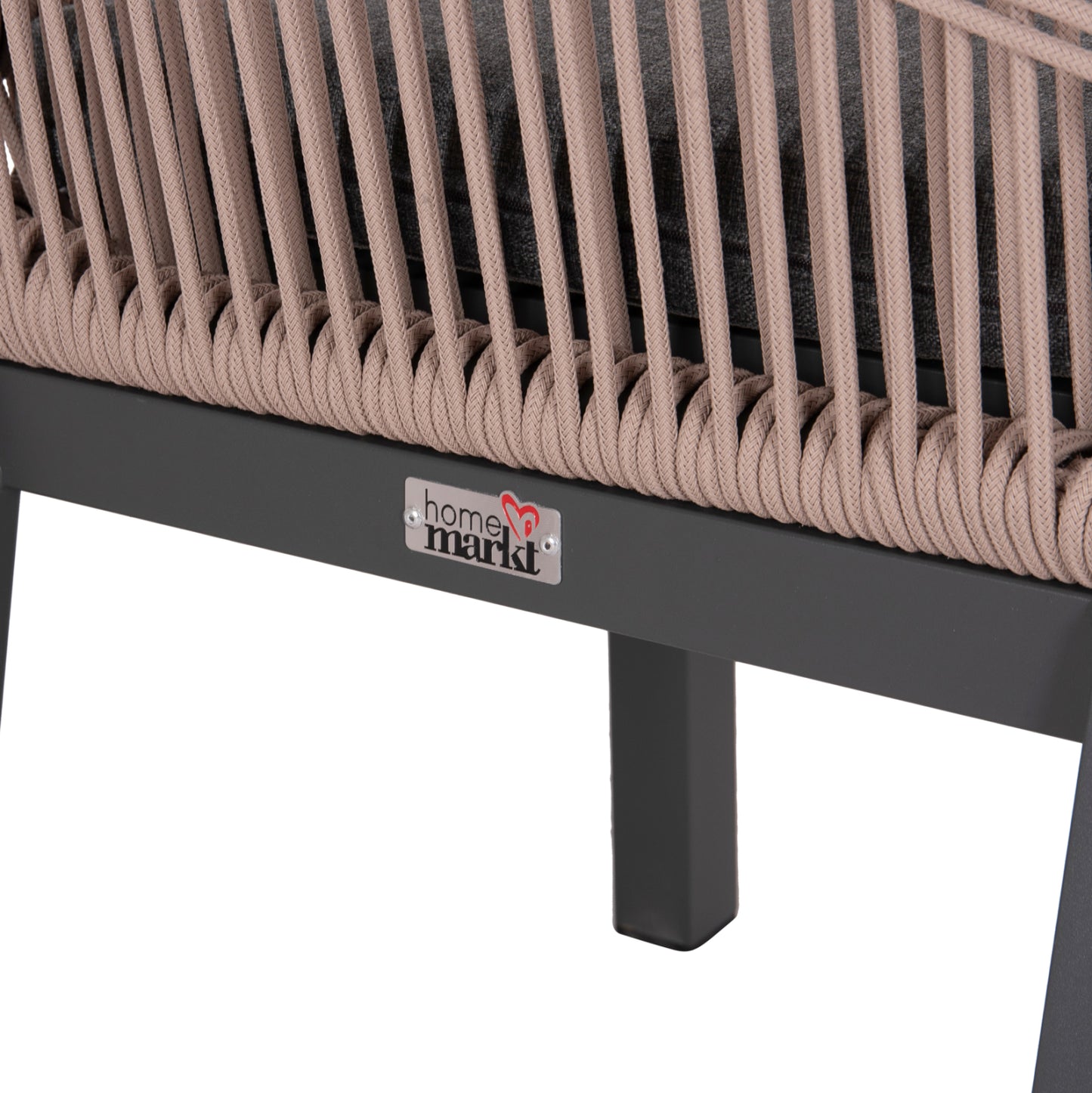 ALUMINUM DINING CHAIR HOWARD HM5547.12 DARK GREY FRAME--ROPE BEIGE & CUSHION IN DARK GREY 55.5x60x84.5Hcm.