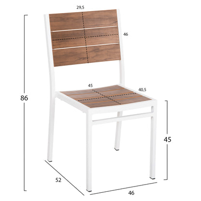 ALUMINUM CHAIR SAGA HM6063.01 WHITE WITH POLYWOOD 46x52x86Hcm.