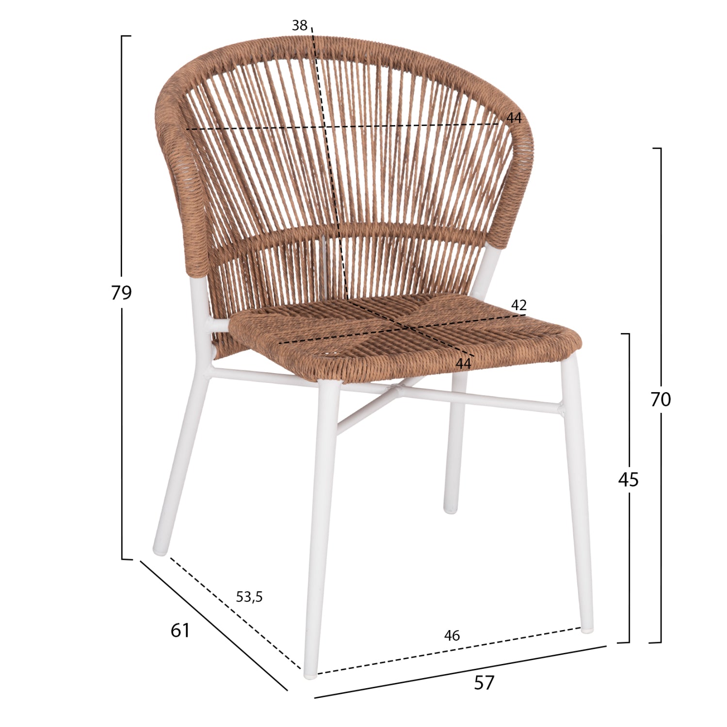 ALUMINUM CHAIR LYNN HM6267.02 WHITE FRAME-P.E. RATTAN IN NATURAL COLOR 57x61x79Hcm.