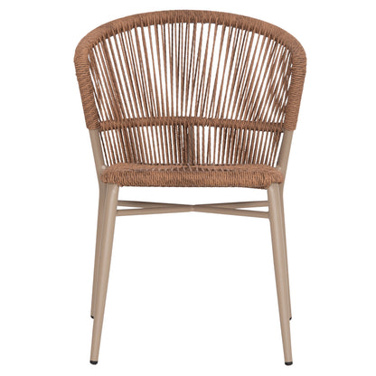 ALUMINUM DINING CHAIR LYNN HM6267.03 CAPPUCCINO FRAME-P.E. RATTAN IN NATURAL COLOR 57x62x78Hcm.