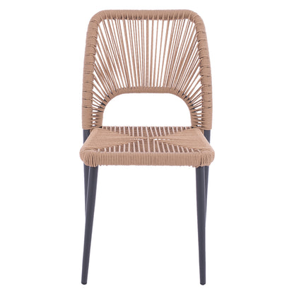 GRAY ALUMINUM CHAIR WITH BEIGE PE TWIST RATTAN HM5770.02 45x63x82Y cm.