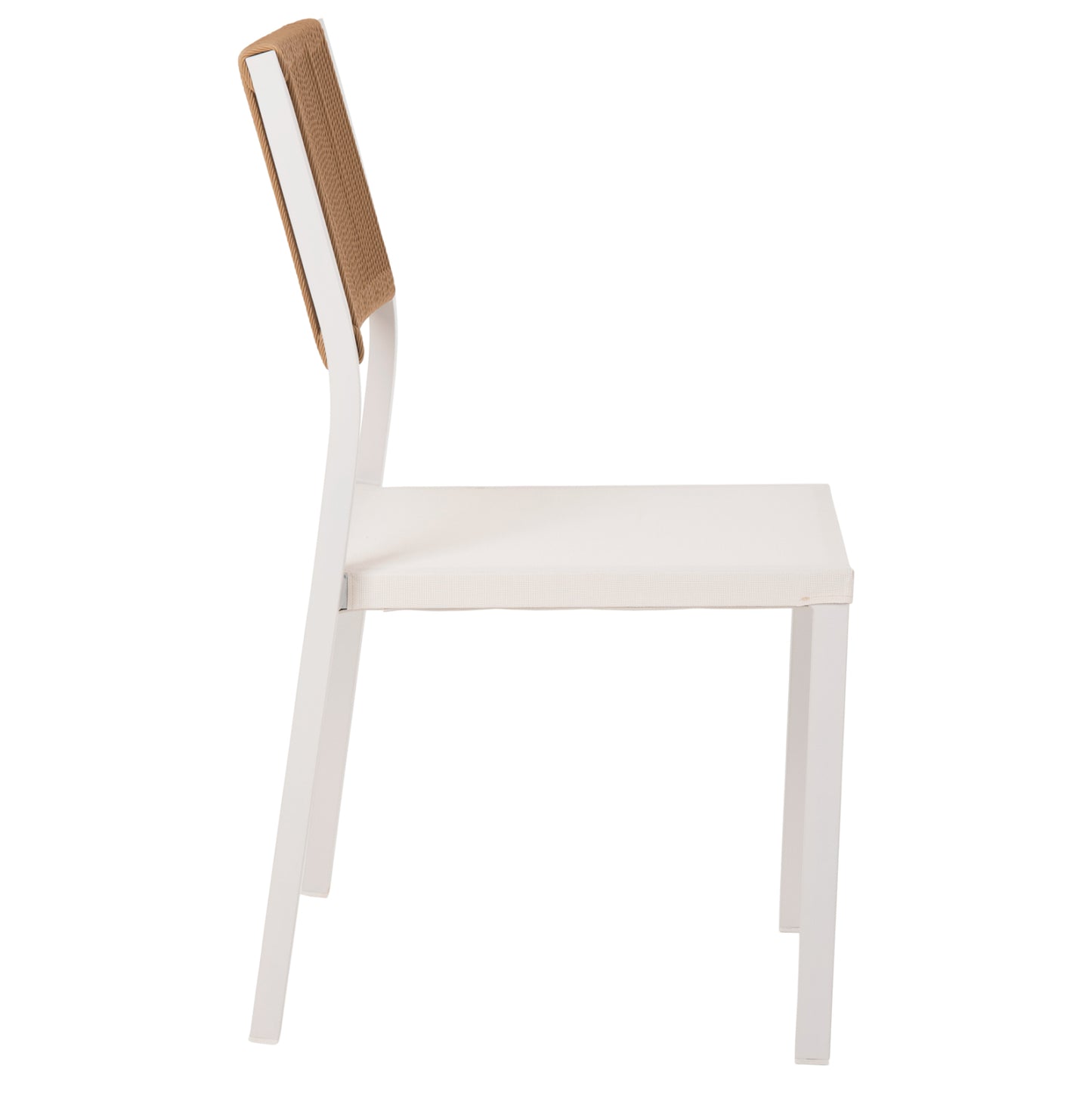 CHAIR ALUMINUM HM5921.02 WHITE FRAME AND TEXTLINE WITH BEIGE SYNTHETIC RATTAN 46x55,5x83Hcm.
