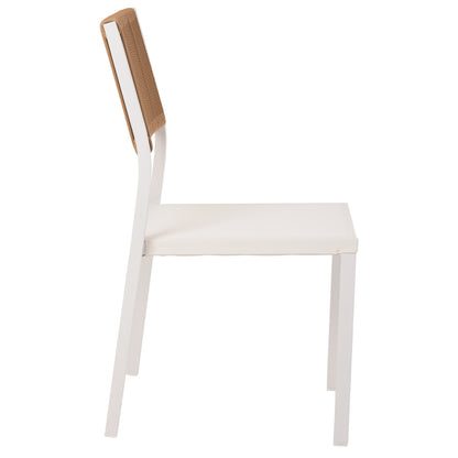 CHAIR ALUMINUM HM5921.02 WHITE FRAME AND TEXTLINE WITH BEIGE SYNTHETIC RATTAN 46x55,5x83Hcm.
