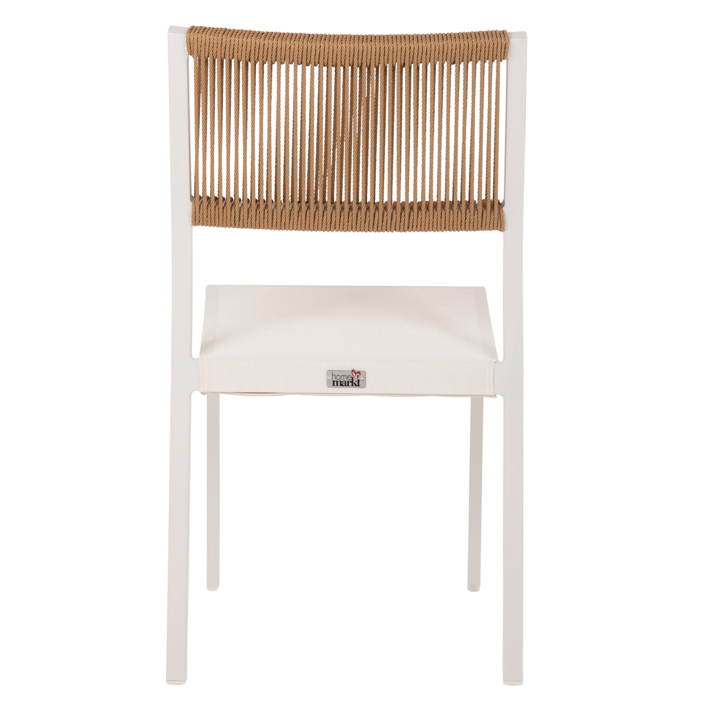 CHAIR ALUMINUM HM5921.02 WHITE FRAME AND TEXTLINE WITH BEIGE SYNTHETIC RATTAN 46x55,5x83Hcm.