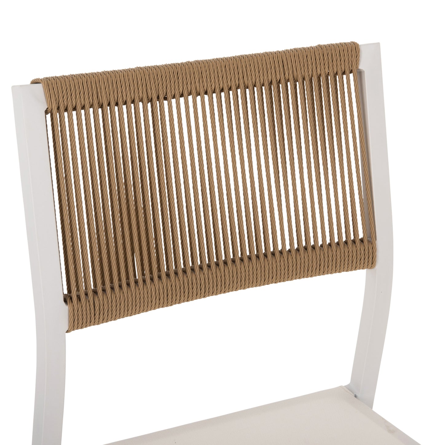 CHAIR ALUMINUM HM5921.02 WHITE FRAME AND TEXTLINE WITH BEIGE SYNTHETIC RATTAN 46x55,5x83Hcm.