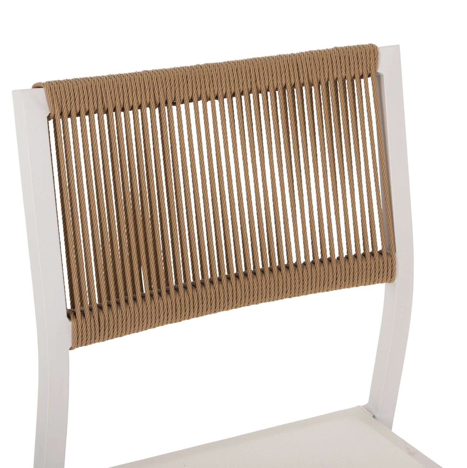 CHAIR ALUMINUM HM5921.02 WHITE FRAME AND TEXTLINE WITH BEIGE SYNTHETIC RATTAN 46x55,5x83Hcm.