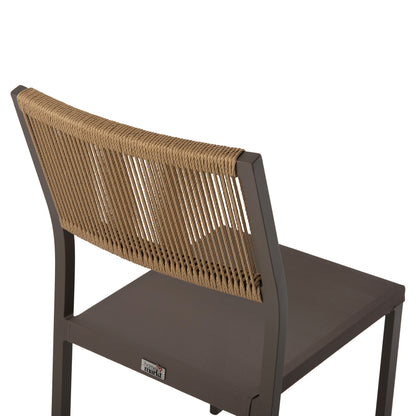 CHAIR ALUMINUM HM5921.03 CHAMPAGNE FRAME AND TEXTLINE WITH BEIGE SYNTHETIC RATTAN 46x55,5x83Hcm.