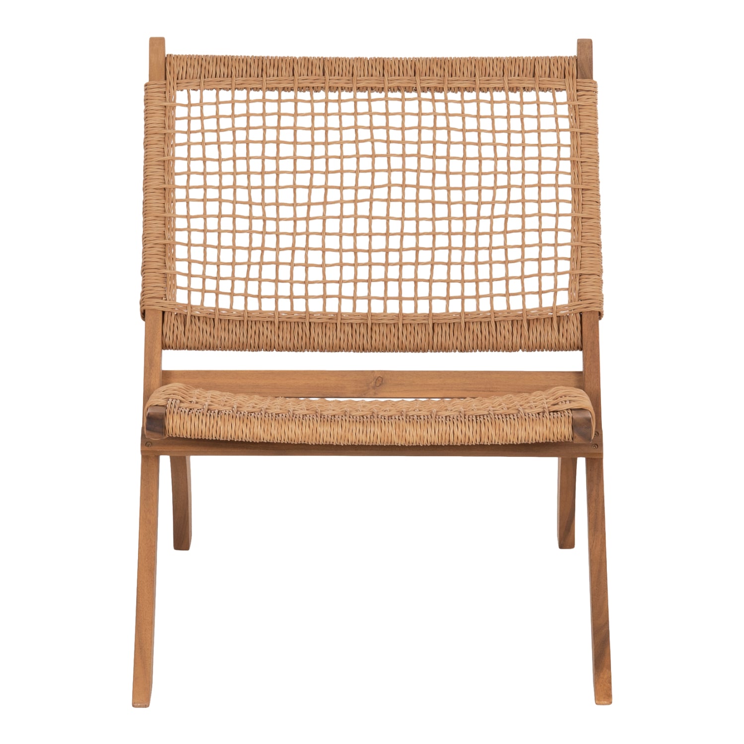 FOLDABLE LOUNGE CHAIR FERMO HM6243.01 ACACIA WOOD IN NATURAL-SYNTHETIC WICKER 60x75x75Hcm.