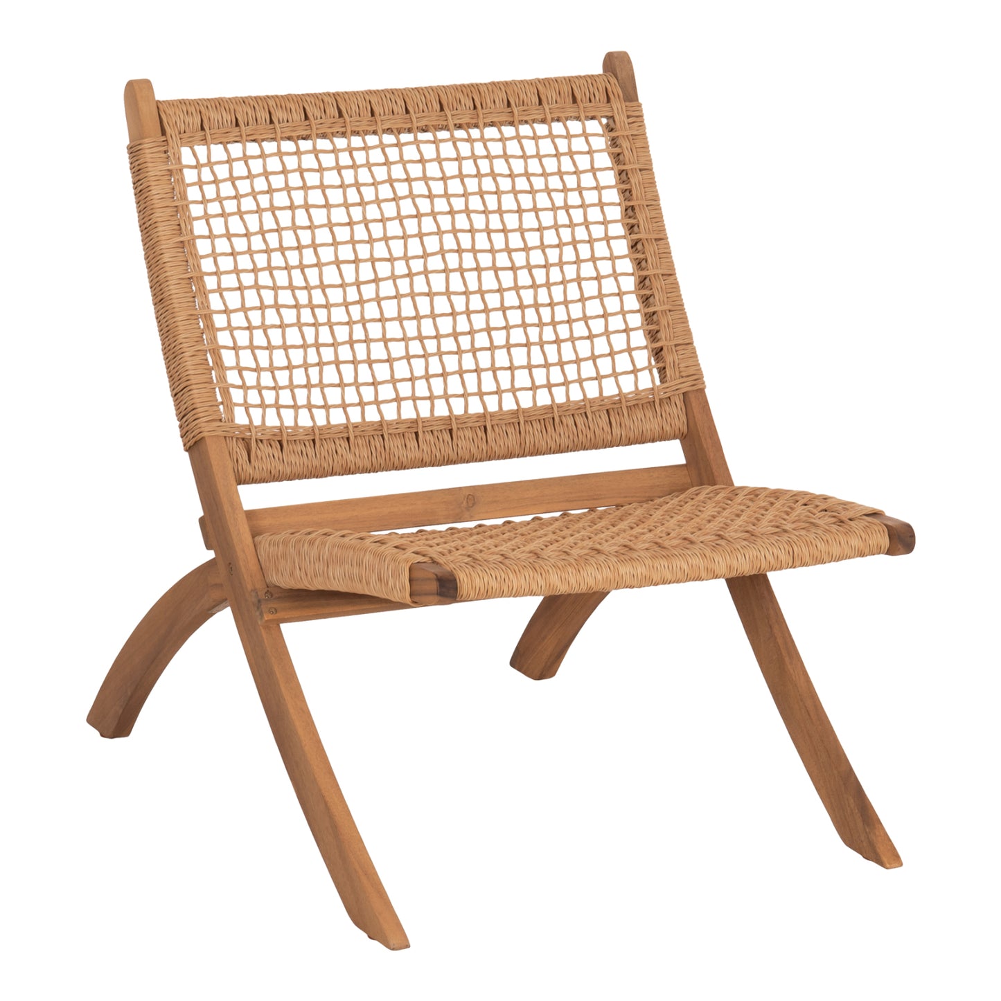 FOLDABLE LOUNGE CHAIR FERMO HM6243.01 ACACIA WOOD IN NATURAL-SYNTHETIC WICKER 60x75x75Hcm.